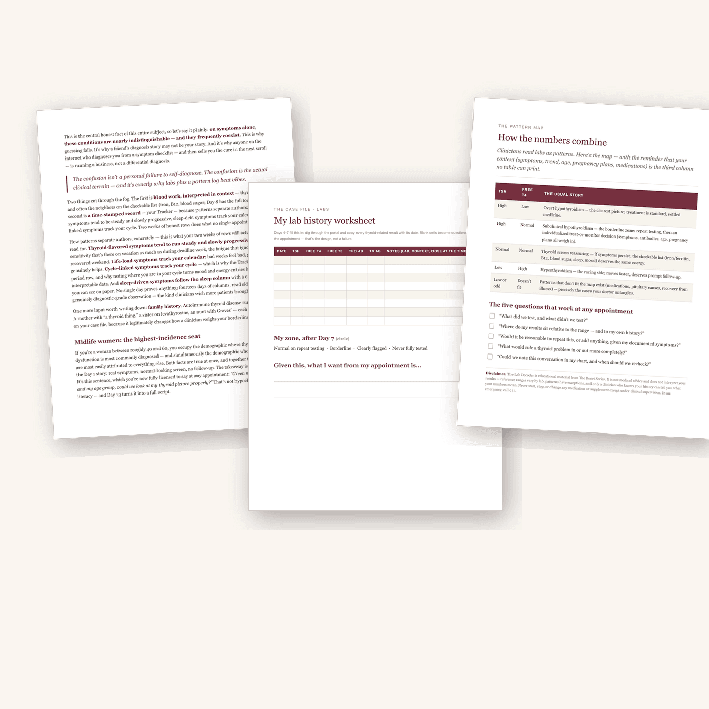 Inside the guide: the thermostat chapter, the lab worksheet, and the pattern map